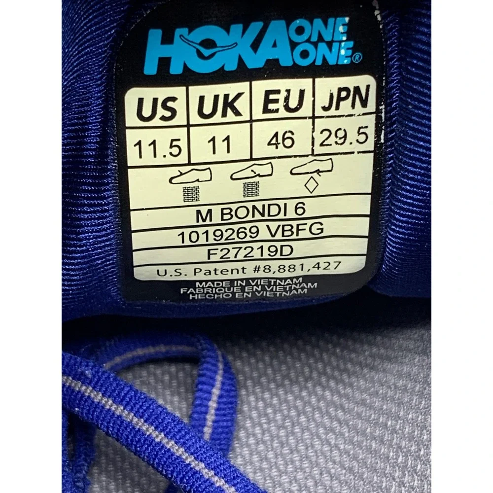 Hoka One One Bondi 6 Gray Blue Running Shoes 1019269 VBFG Men's Sz 11.5